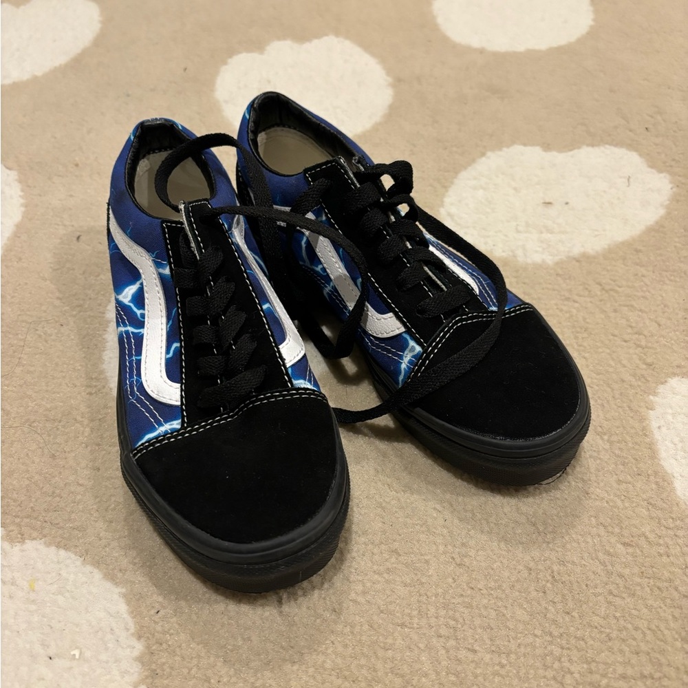 Boys lightening blue Vans sneakers size 3 NEW